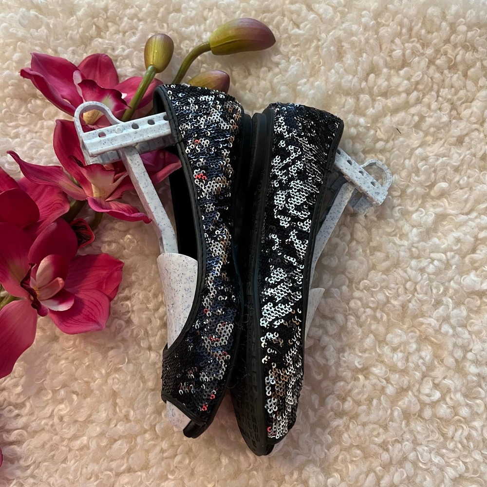 Express Open Toe Sequined Flats Size 6 - image 2